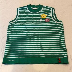 Ping Green Striped Sleeveless Top